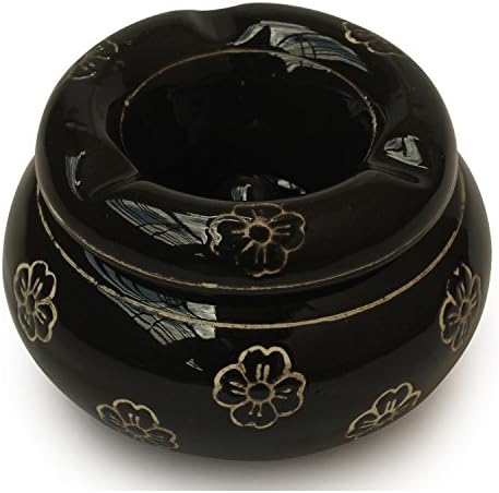 Raakhadaanee ručno oslikano crno pepeljara za unutrašnju ili vanjsku upotrebu, držač pepela za poklone Desktop ladica pepela za kućni uređenje ureda