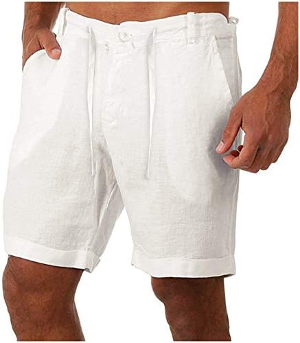 RTRDE muške kratke hlače modne pamučne posteljine casual pantalone gumbi za zatvaranje pojačanih džepova