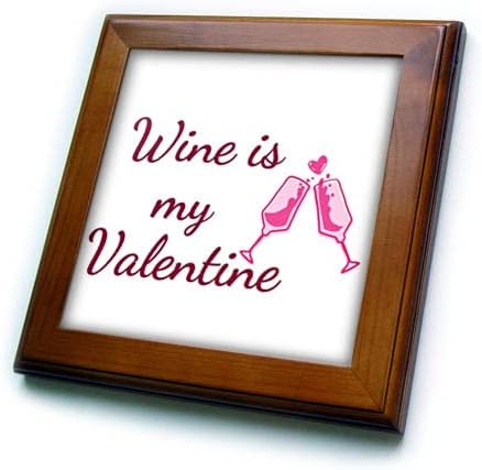 3drose slika vina sa tekstom vina je moj Valentine uokvirena pločice
