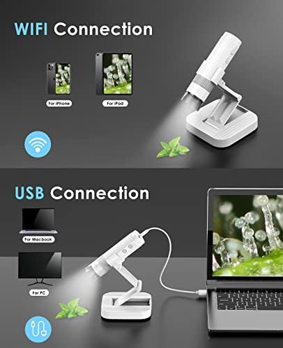 Digitalni mikroskop punjiva prijenosni-WiFi & amp; USB priključak, 8 LED svjetla, Microscopio