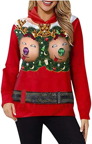 Božićne dukserije Žene smiješne ružne božićne majice pulover udobne labave meke casual dukseve pulover T majice