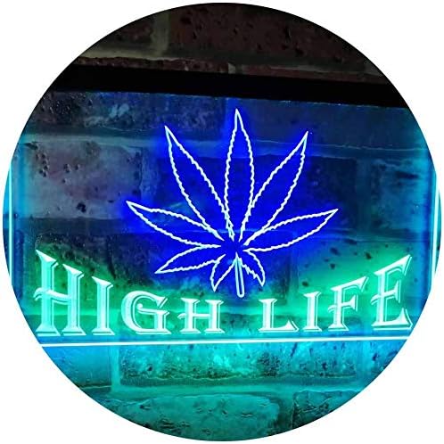 ADVPRO Marihuana konoplje list High Life dvobojni LED neonski znak Zelena & amp; plava 12 x 8.5 st6s32-0403-gb