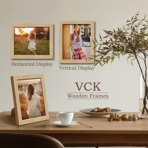 VCK 8x10 okvir za slike 3 - Bež hrast, prirodni foto okvir od punog drveta, prikaz stola ili viseći