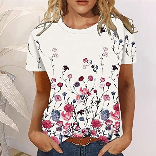 Žene Floral T košulje Modni ljetni ležerni print Okrugli izrez Labavi majica kratkih rukava Top tunika bluza