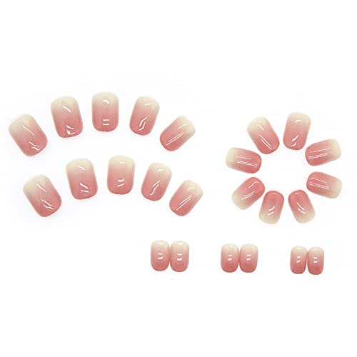 Prirodni kvadratni kratki gradijent ružičasti Halo lepak na lažnim noktima, veštački manikir prstiju, višekratni