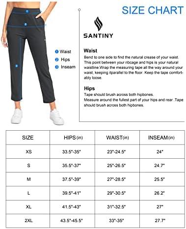 SANTINY ženske golf pantalone sa džepovima sa 3 zatvarača 7/8 rastezljive Gležnjače visokog