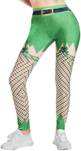 IIOUS ružnih božićnih visokih struka Žene plus veličina nogavice Santa Claus Butt dizanje treninga