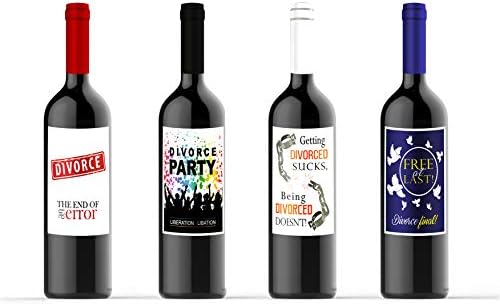 Ljepljive naljepnice za vinsku flašu za razvod slavlje poklon za osam flaša 4,25 inča x 5,5 inča svaka-listovi