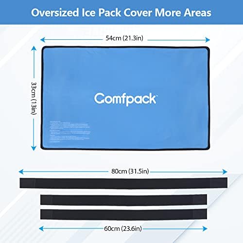 Comfpack Extra Large gel Ice Pack za povrede za višekratnu upotrebu 21,7 x 13 sa 3 Trake za puna leđa, ramena,