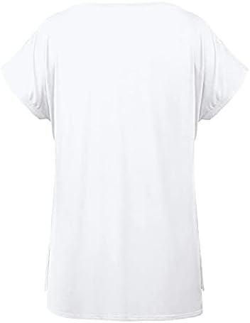 Lkchoose Plus veličine za žene V-izrez kratki rukav čvrsti vrhovi casual labave majice Plus veličine