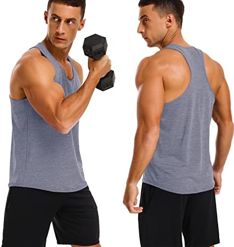 Lecgee muške 3 pakovanje suhog fit y-back tenk vrhova teretana Work mišića majice MESH bodybuilding