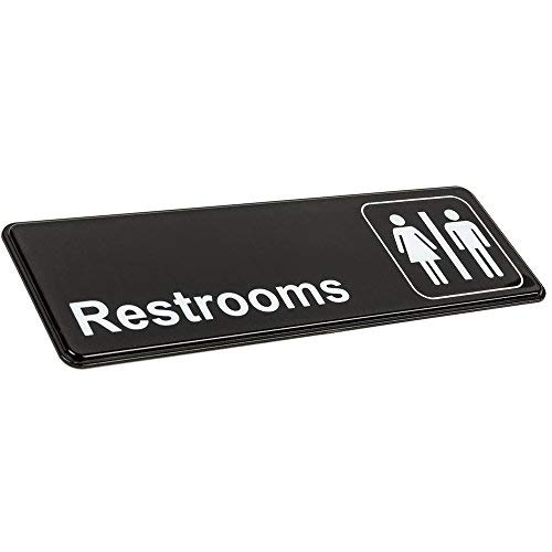 Znak - crno-bijelo, 9 x 3 inča toaleti za vrata / zid, znakovi za-zid / kupaonice znakovi tezzorio
