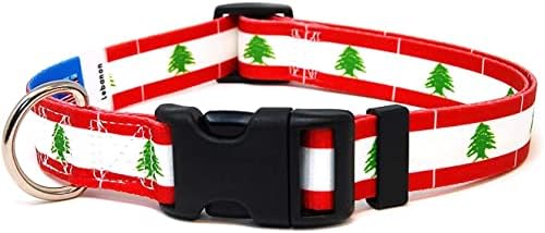Ovratnik za pse Libanon | Libanon Flag | Brzo izdanje kopča | Napravljeno u NJ, SAD | za dodatne velike