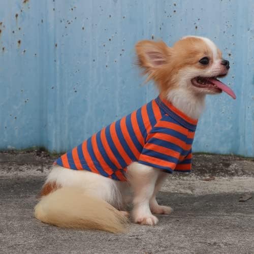 Lophipets prozračan pamučni prugasti majica za majicu za male pse Chihuahua štenadna odjeća -Orange