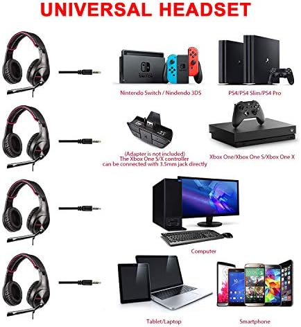 Letton Stereo Gaming slušalice za Xbox One, PS4, PC, preko slušalica za uši sa mikrofonom za