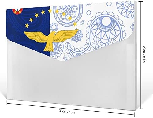 Azores Paisley Flag plastične fascikle u boji sa 6 pretincem harmonika Organizator plastičnih dokumenata velikog kapaciteta