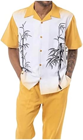 Tzsaixeh muške 2 komada cvjetne trenerke Casual havajske odjeće odijelo kratke rukave košulje duge pantalone