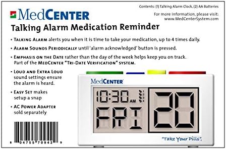 Medcenter Pill Reminder govorni budilnik sa glasnim, jednostavnim podešavanjem, više alarma sa