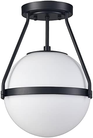 HOLKIRT Mid Century polu Flush Mount stropno svjetlo crno Globus stropno svjetlo moderno svjetlo sa bijelim