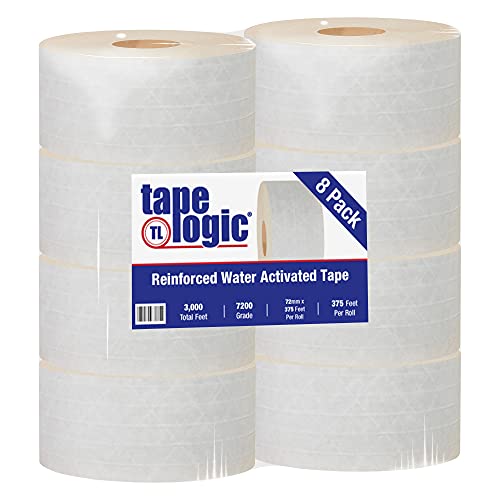 Aviditi Tape Logic 72 mm x 375 stopa, ojačana gumirana papirna traka za pakovanje, Bijela, aktivirana
