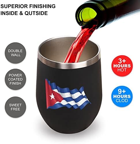 Čaša za flaše sa zastavom Kube sa poklopcem izolovana čaša od nerđajućeg čelika sa duplim zidom kancelarijske