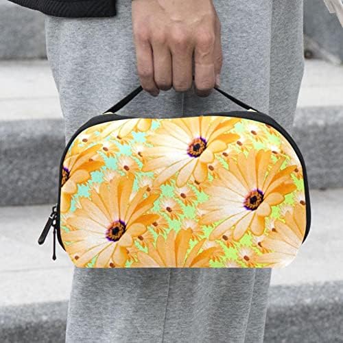 Vodootporna torbica za šminkanje Little Yellow daisy Flowers zelena pozadinska torba za šminkanje