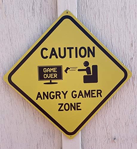 Oprez ljuta Gamer ZONA 12 x 12 smiješni Limeni putni znak video Igraonica Kućni Bar Man Cave Garage Decor