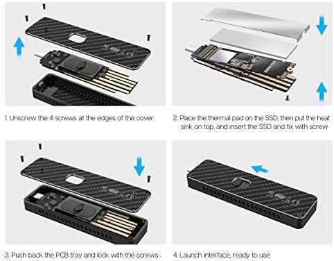 ineo USB 3.2 Gen 2 Tip-C karbonskih vlakana uvlačenje M. 2 NVMe SSD PCIe kućišta [C2590-NVMe]