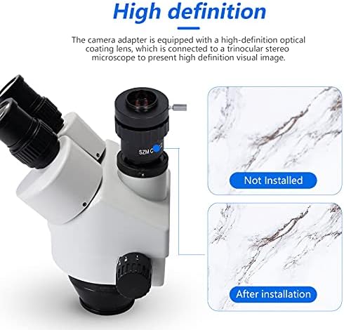 Sxiocta Adapter za mikroskop, 0.5 X C-mount Adapter za sočiva kompatibilan sa Simul Focal Trinocular Stereo