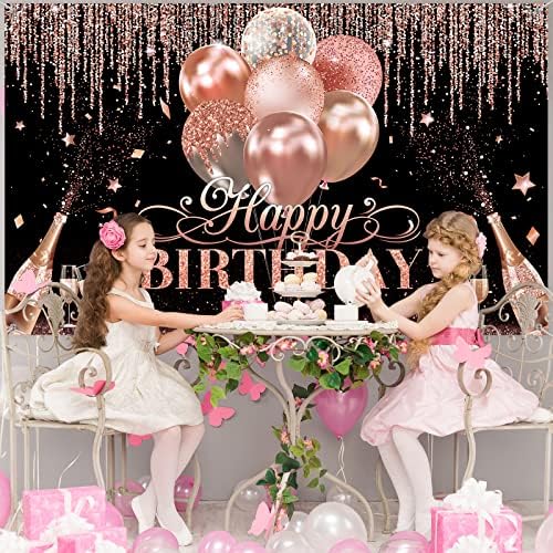 Black Silver Rose Gold Happy Birthday Party Dekoracije zalihe Glitter Balloon Rođendanska zabava