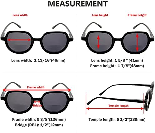 Eyekepper 4 pakovanja Bifokalnih sunčanih naočara za žene Vintage bi-focal Reader naočare za sunce +2,50