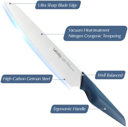 Lebabo 8-inčni kuharski nož Professional 9Cr18MoV 5 noževi, 8 sečenje noževi seckanje noževi za dom