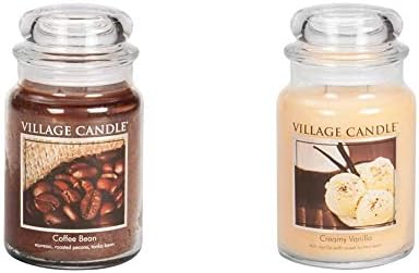 Village Candle staklena tegla u zrnu kafe mirisna sveća, velika, 21.25 oz, braon & kremasta vanila velika staklena tegla mirisna sveća, 21.25 Oz, slonovača