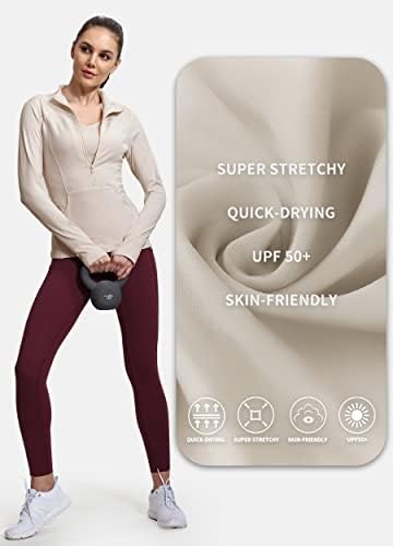 Hiverlay Deep Half Zip pulover Track Jacket za žene Dugi rukav Atletski definirati sa rupicama lagan trčanje