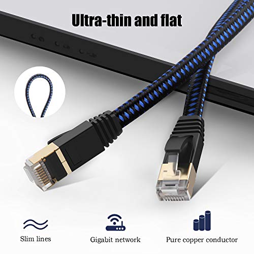 Cat 7 Ethernet kabel 6ft, najlonska pletenica velika brzina Cat7 oklopljena kabela Gigabit Flat7 RJ45 LAN
