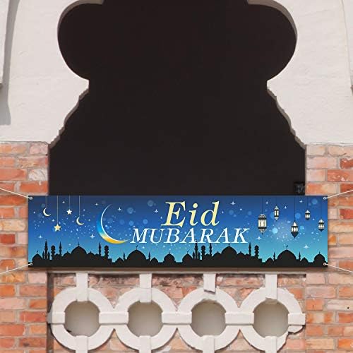 Eid Mubarak ukrasi Baner - Musliman Ramadan Party Dobavljači ukrasi, plavi Eid Mubarak Dekoracija slavlja za