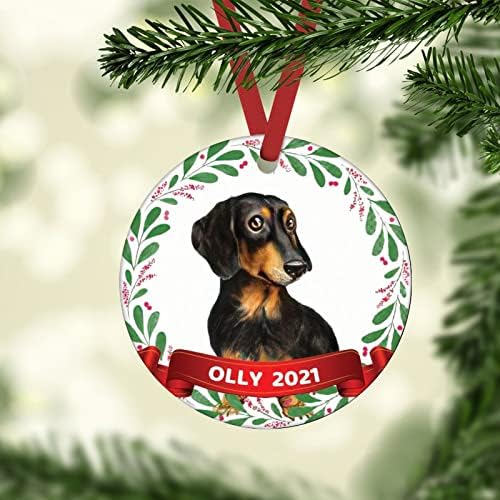 Pas Jazavčar Prvi Božić Ornament 2021 Jazavčar Personalizirano Ime Keramički Božićni Ukras Božićno