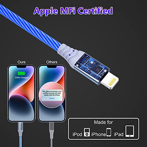 Svijetli kabl za punjenje iPhonea, LED užareni kabl za punjenje iPhonea 6.5 FT kabl za munje [MFi Certified]
