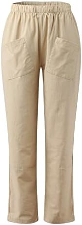 Ležerne ljetne pamučne lanene pantalone za žene labave pantalone sa širokim nogama pantalone