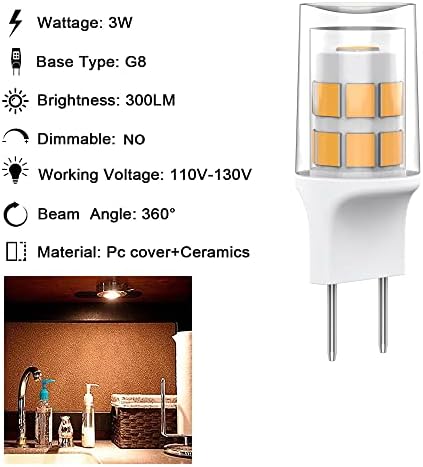 SSQY G8 LED sijalica 3W T4 G8 GY8. 6 Bi-pin baza 120v 30-35W halogene sijalice ekvivalentno za pod ormarom,