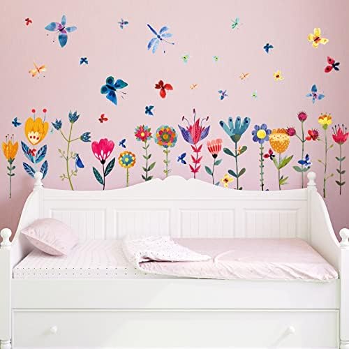 2 listova cvijeće zidne naljepnice PVC proljeće leptir cvijet zidni Murali naljepnice vodootporni vrt cvjetni piling i štap zid umjetnost za djecu djeca djevojčice rasadnik učionica spavaća soba dnevni boravak dekor