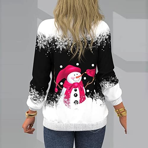 NOKMOPO Plus Veličine Dukseri za žene Ženski pulover Top Snowman Print Casual Sports 3D Print Active