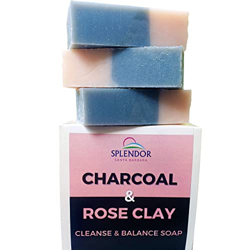 Splendor aktivni ugalj & Rose Clay Spa Face & amp; Body Bar sapun - Pure kokosovo ulje sapun. Ručno Rađeno,