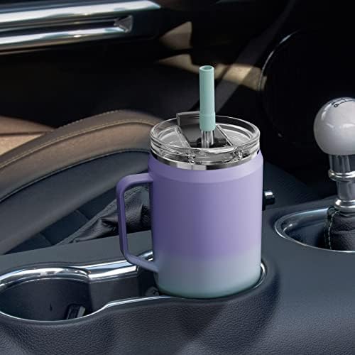 Sursip 50 oz izolovana čaša sa poklopcem sa zavrtnjem - vakuum izolovana čaša od nerđajućeg čelika sa slamkom i ručkom, održava piće hladnim do 24 sata - nepropusna, može se prati u mašini za sudove, držač za automobil