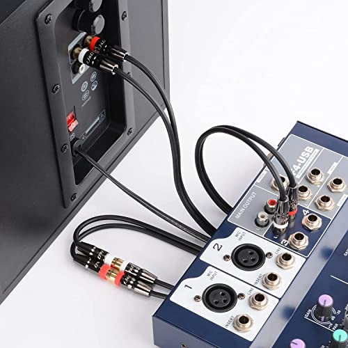 J & D RCA Stereo Audio kabel paket, dual 1/4 inčni 6,35 mm TS muški za dual RCA muški međusobno