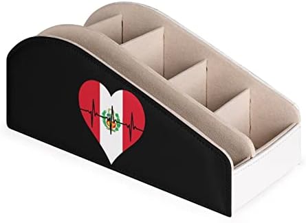 Love Peru Heartbeat držač za daljinsko upravljanje sa 6 pretincima PU kožna kutija za sto Organizator za kućnu kancelariju