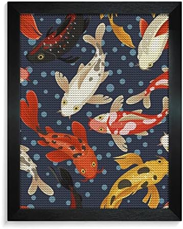 Japan Koi Ribe Dijamantni oslikači za odrasle za odrasle pune brilijane boje za slikanje zid viseći okvir