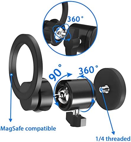 Clifod Magnetni nosač telefona za teretanu, 360 Fleksibilni nosač telefona Kompatibilan je s MAGSAFE za metalnu ploču za gledanje u traku, odgovara svim telefonima