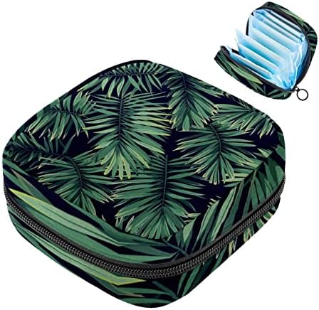 Torba za sanitarnu ubrusu, torba za period, tamponska torba, torba za šminku, tropska biljka zeleni listovi