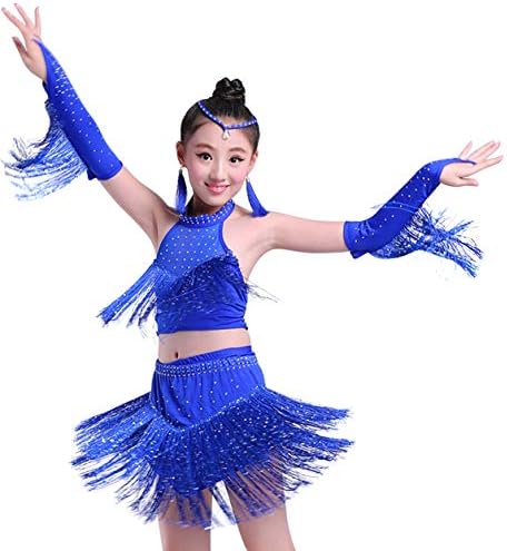 Happy Cherry Girls Stretchy Dance Outfits Latin Salsa Ballroom Coustmes, 4-13Y